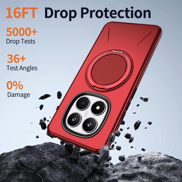 For Redmi Note 14 Pro 4G / 5G / Note 14 Pro+ 5G Metal Rotation Holder MagSafe TPU Hybrid PC Phone Case