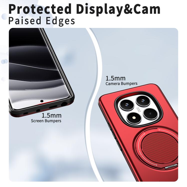 For Redmi Note 14 Pro 4G / 5G / Note 14 Pro+ 5G Metal Rotation Holder MagSafe TPU Hybrid PC Phone Case