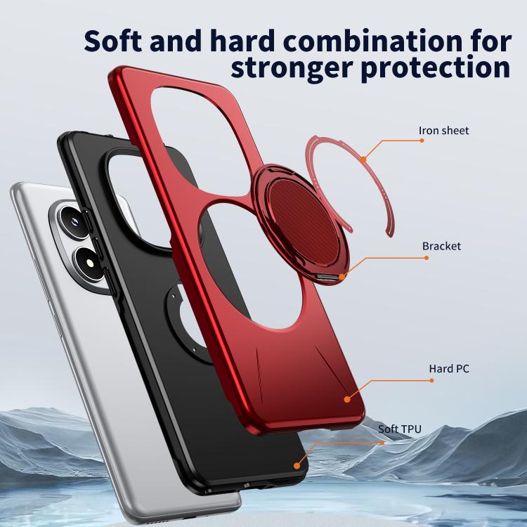 For Redmi Note 14 Pro 4G / 5G / Note 14 Pro+ 5G Metal Rotation Holder MagSafe TPU Hybrid PC Phone Case