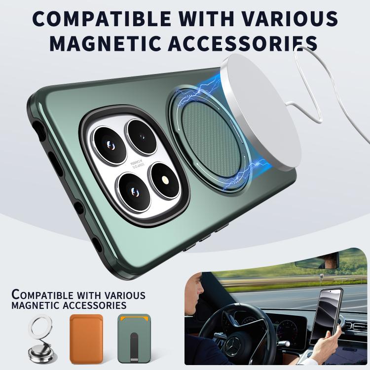 For Redmi Note 14 Pro 4G / 5G / Note 14 Pro+ 5G Metal Rotation Holder MagSafe TPU Hybrid PC Phone Case