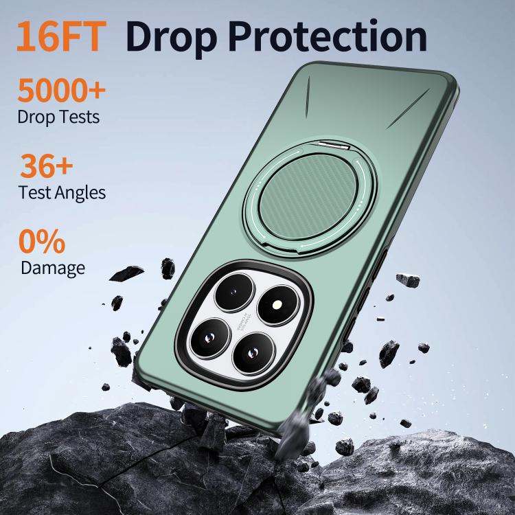 For Redmi Note 14 Pro 4G / 5G / Note 14 Pro+ 5G Metal Rotation Holder MagSafe TPU Hybrid PC Phone Case