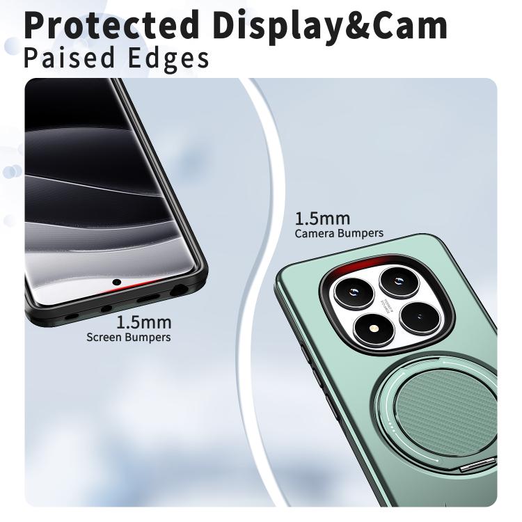 For Redmi Note 14 Pro 4G / 5G / Note 14 Pro+ 5G Metal Rotation Holder MagSafe TPU Hybrid PC Phone Case