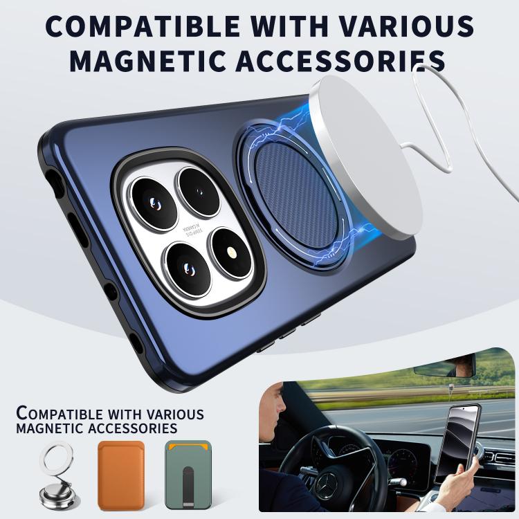 For Redmi Note 14 Pro 4G / 5G / Note 14 Pro+ 5G Metal Rotation Holder MagSafe TPU Hybrid PC Phone Case