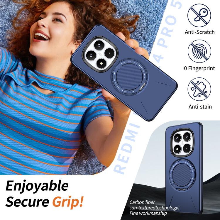 For Redmi Note 14 Pro 4G / 5G / Note 14 Pro+ 5G Metal Rotation Holder MagSafe TPU Hybrid PC Phone Case