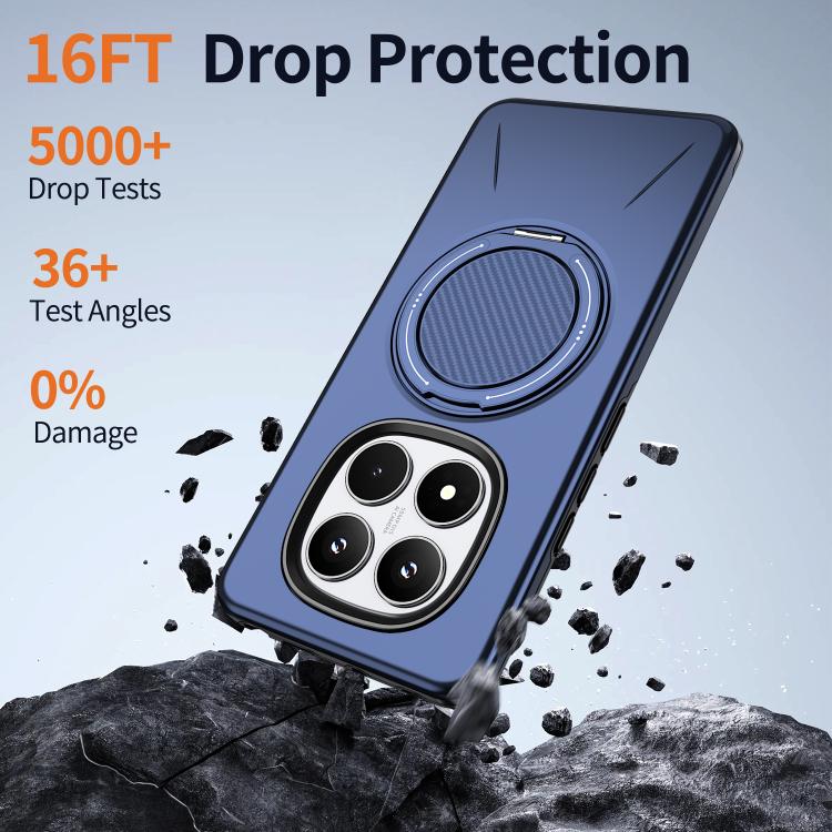 For Redmi Note 14 Pro 4G / 5G / Note 14 Pro+ 5G Metal Rotation Holder MagSafe TPU Hybrid PC Phone Case