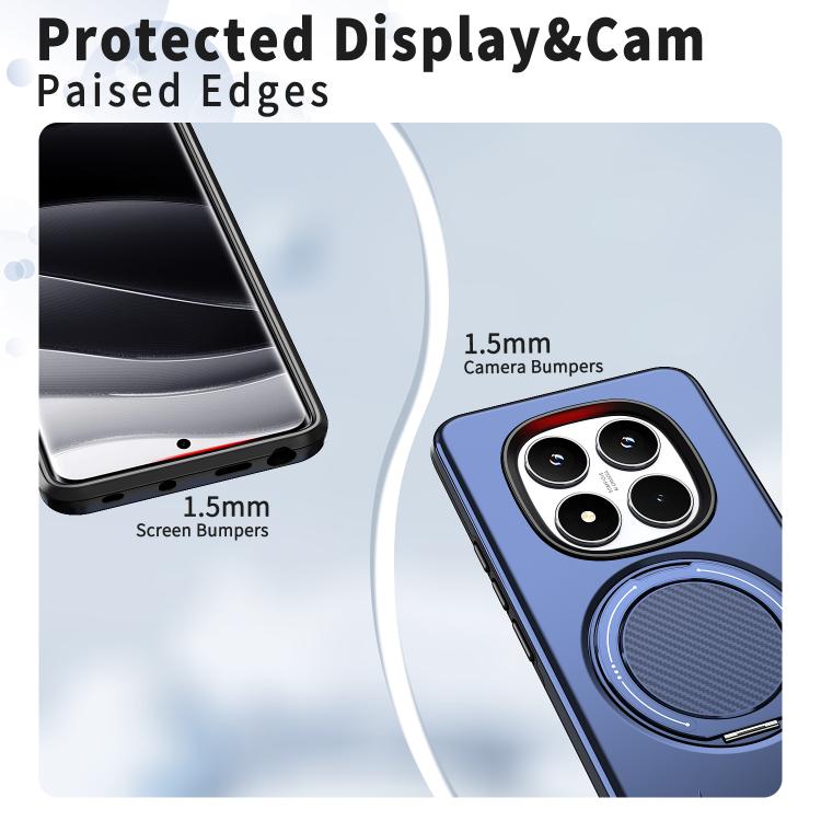For Redmi Note 14 Pro 4G / 5G / Note 14 Pro+ 5G Metal Rotation Holder MagSafe TPU Hybrid PC Phone Case