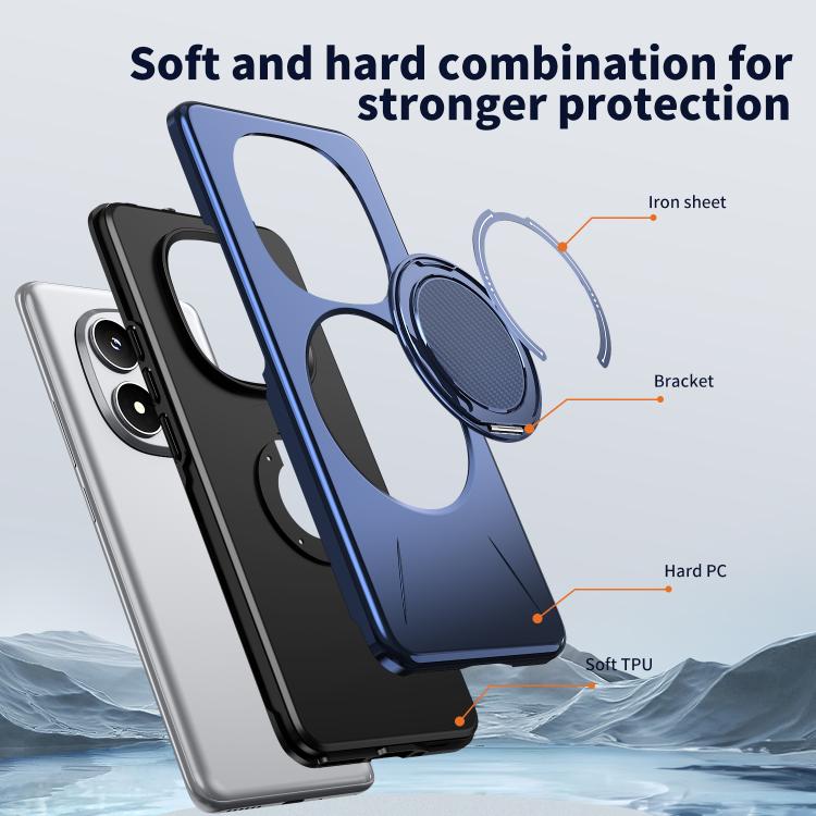 For Redmi Note 14 Pro 4G / 5G / Note 14 Pro+ 5G Metal Rotation Holder MagSafe TPU Hybrid PC Phone Case