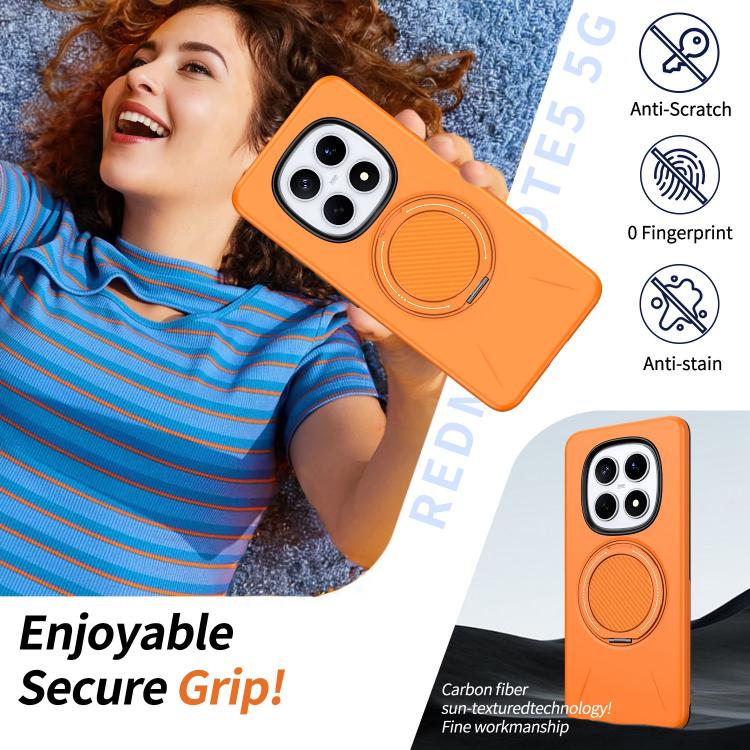 For Redmi Note 15 4G / 5G Global 164mm Metal Rotation Holder MagSafe TPU Hybrid PC Phone Case