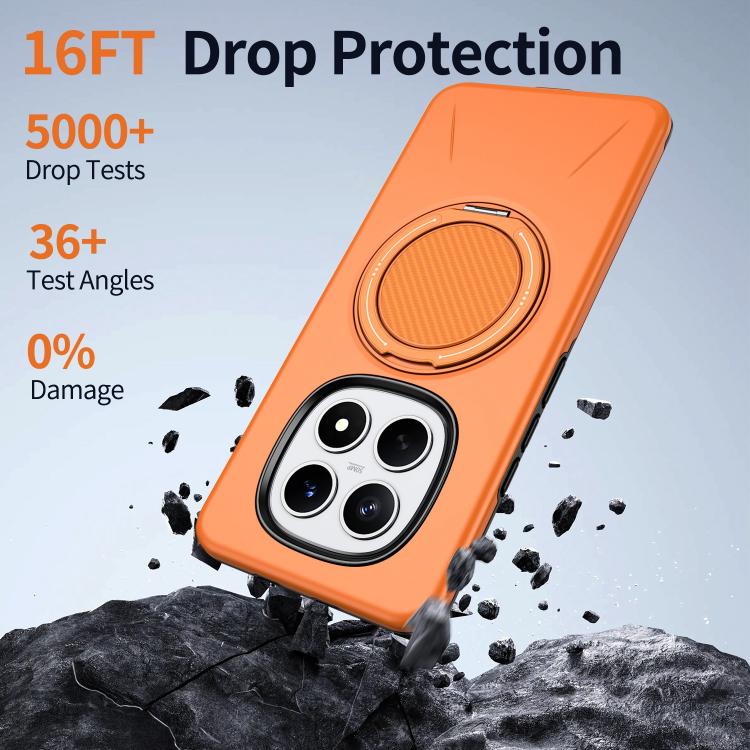 For Redmi Note 15 4G / 5G Global 164mm Metal Rotation Holder MagSafe TPU Hybrid PC Phone Case