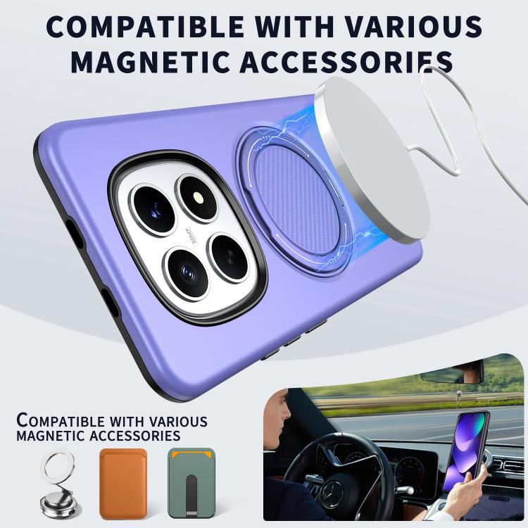 For Redmi Note 15 4G / 5G Global 164mm Metal Rotation Holder MagSafe TPU Hybrid PC Phone Case