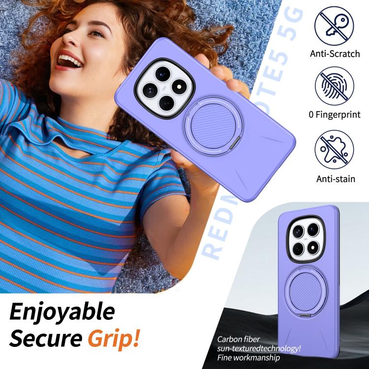 For Redmi Note 15 4G / 5G Global 164mm Metal Rotation Holder MagSafe TPU Hybrid PC Phone Case