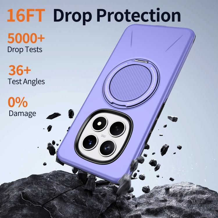 For Redmi Note 15 4G / 5G Global 164mm Metal Rotation Holder MagSafe TPU Hybrid PC Phone Case