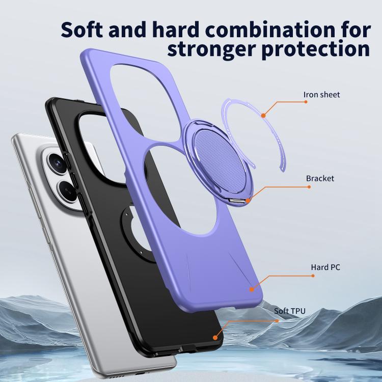 For Redmi Note 15 4G / 5G Global 164mm Metal Rotation Holder MagSafe TPU Hybrid PC Phone Case