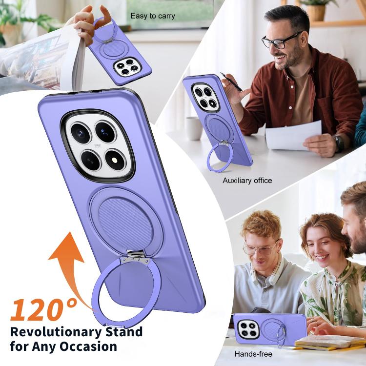 For Redmi Note 15 4G / 5G Global 164mm Metal Rotation Holder MagSafe TPU Hybrid PC Phone Case