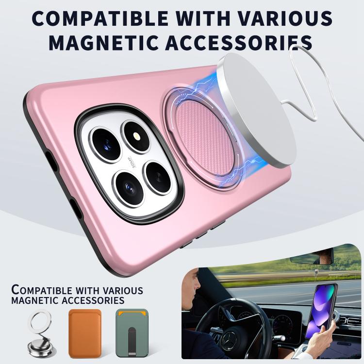 For Redmi Note 15 4G / 5G Global 164mm Metal Rotation Holder MagSafe TPU Hybrid PC Phone Case