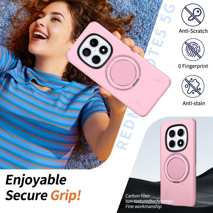 For Redmi Note 15 4G / 5G Global 164mm Metal Rotation Holder MagSafe TPU Hybrid PC Phone Case