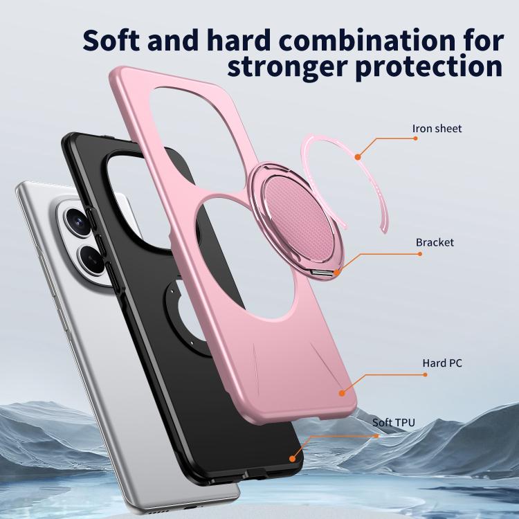 For Redmi Note 15 4G / 5G Global 164mm Metal Rotation Holder MagSafe TPU Hybrid PC Phone Case