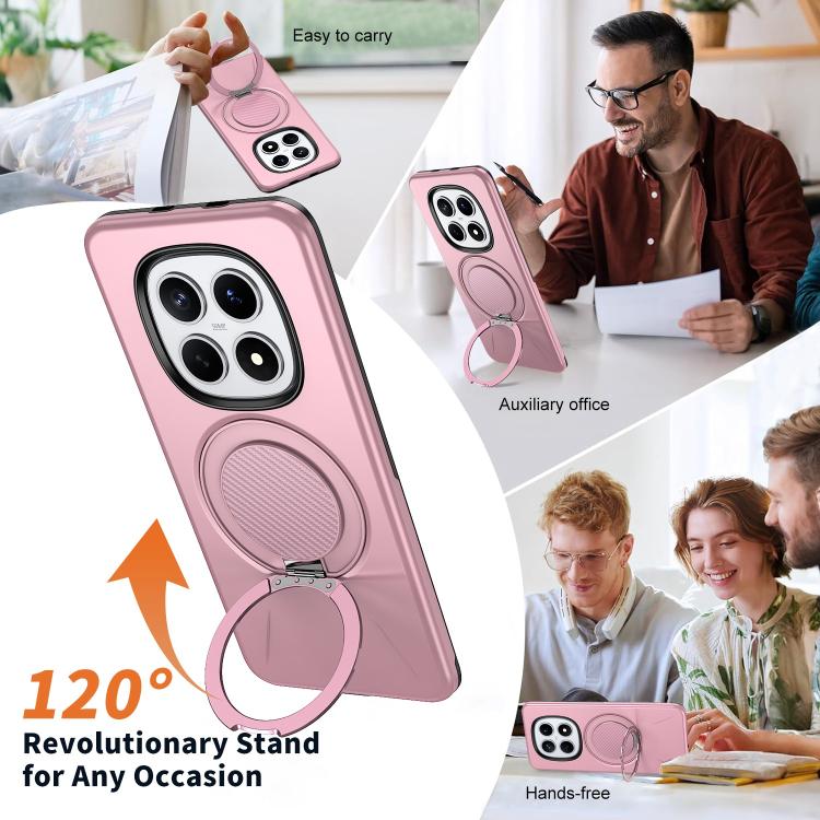 For Redmi Note 15 4G / 5G Global 164mm Metal Rotation Holder MagSafe TPU Hybrid PC Phone Case