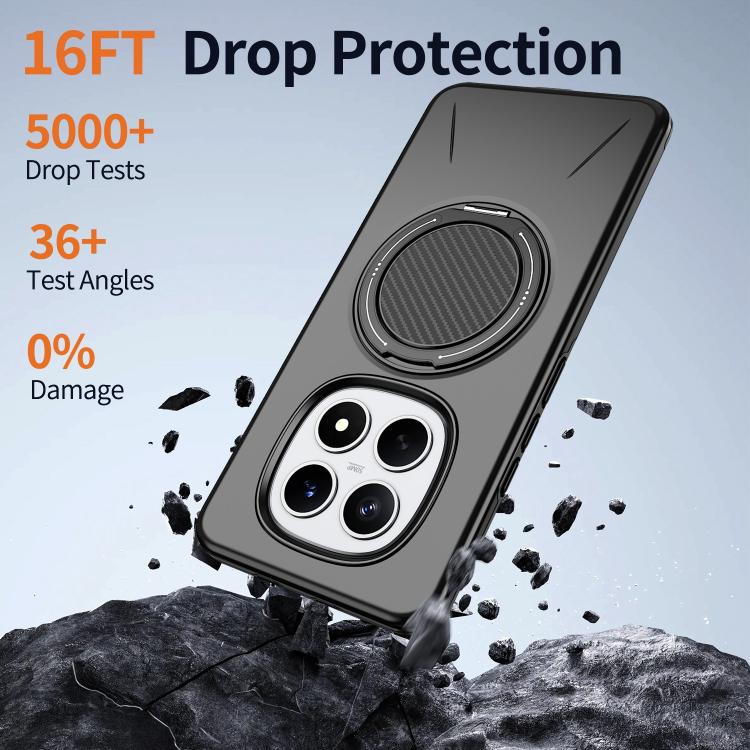 For Redmi Note 15 4G / 5G Global 164mm Metal Rotation Holder MagSafe TPU Hybrid PC Phone Case