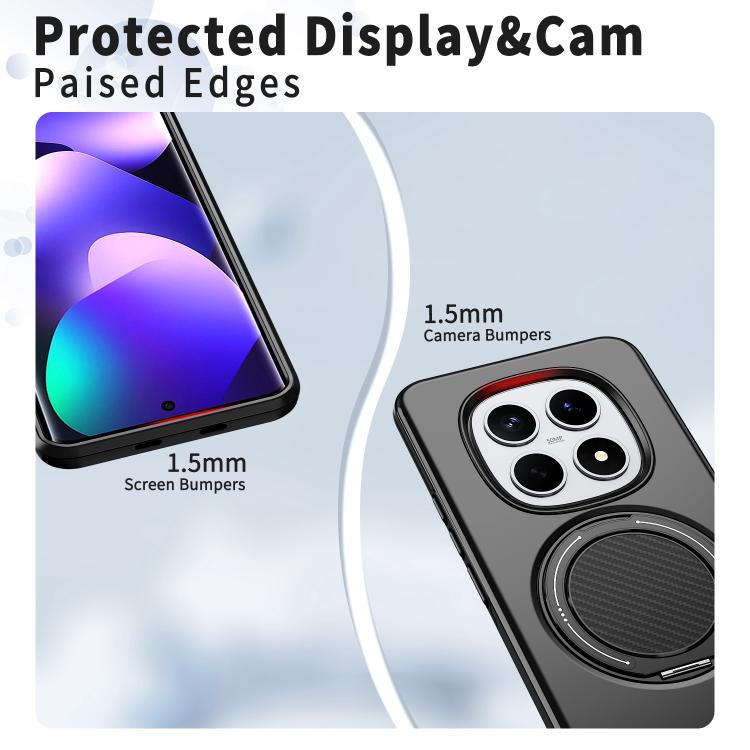 For Redmi Note 15 4G / 5G Global 164mm Metal Rotation Holder MagSafe TPU Hybrid PC Phone Case