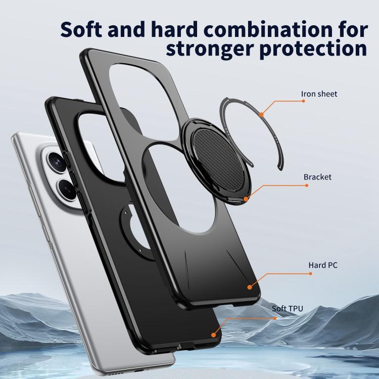 For Redmi Note 15 4G / 5G Global 164mm Metal Rotation Holder MagSafe TPU Hybrid PC Phone Case