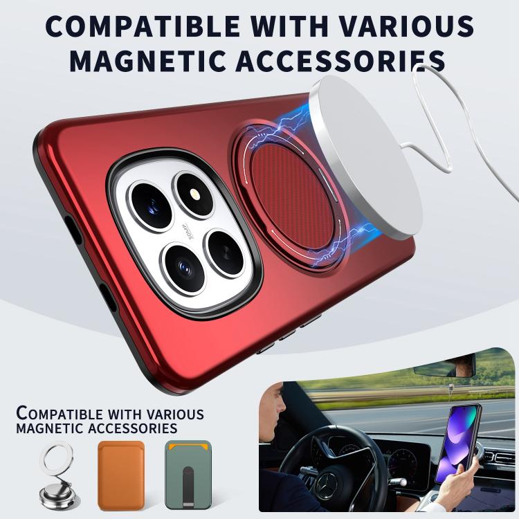 For Redmi Note 15 4G / 5G Global 164mm Metal Rotation Holder MagSafe TPU Hybrid PC Phone Case