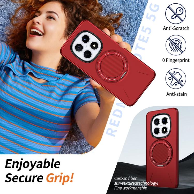 For Redmi Note 15 4G / 5G Global 164mm Metal Rotation Holder MagSafe TPU Hybrid PC Phone Case