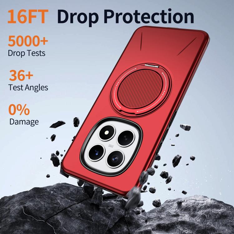 For Redmi Note 15 4G / 5G Global 164mm Metal Rotation Holder MagSafe TPU Hybrid PC Phone Case