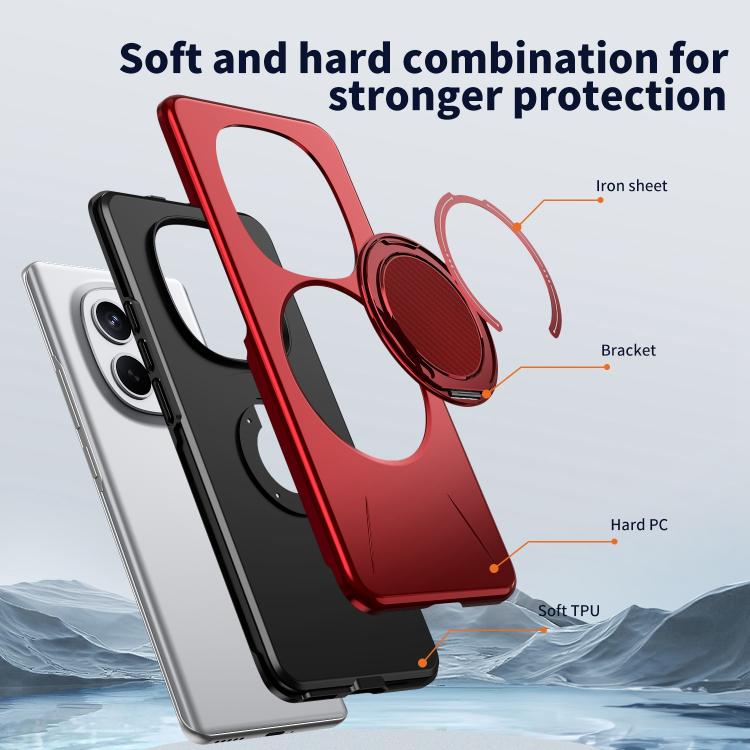 For Redmi Note 15 4G / 5G Global 164mm Metal Rotation Holder MagSafe TPU Hybrid PC Phone Case