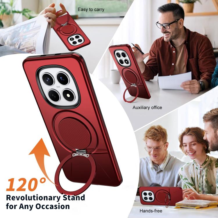 For Redmi Note 15 4G / 5G Global 164mm Metal Rotation Holder MagSafe TPU Hybrid PC Phone Case