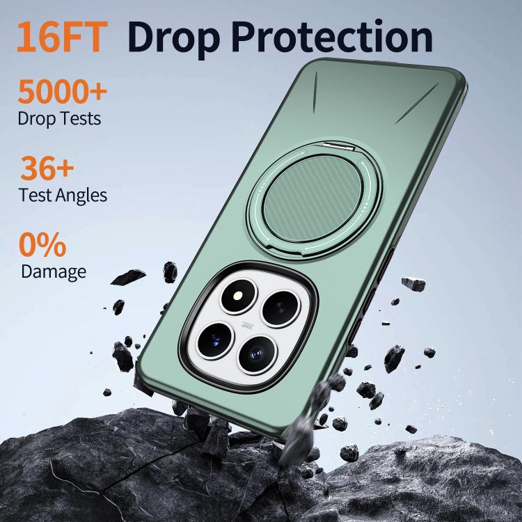 For Redmi Note 15 4G / 5G Global 164mm Metal Rotation Holder MagSafe TPU Hybrid PC Phone Case
