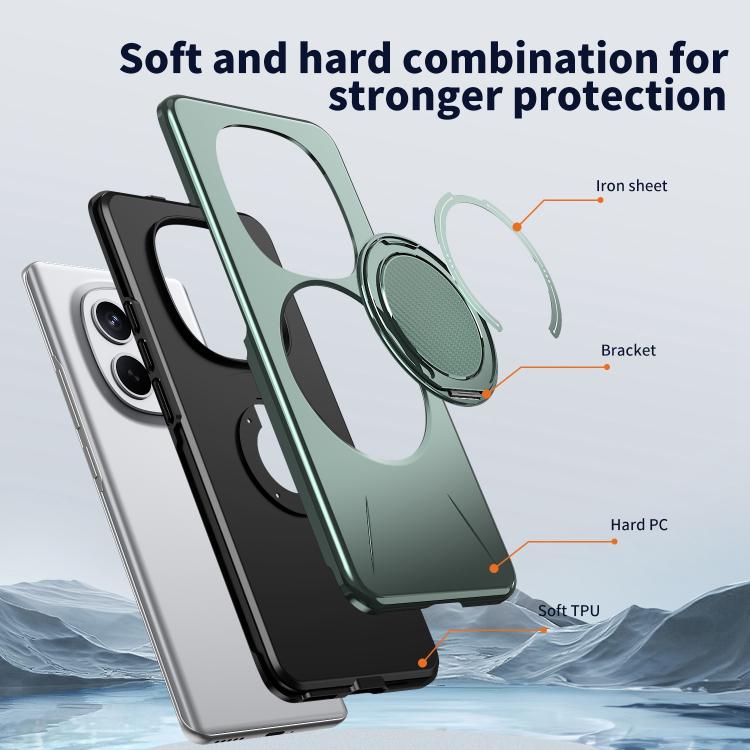 For Redmi Note 15 4G / 5G Global 164mm Metal Rotation Holder MagSafe TPU Hybrid PC Phone Case