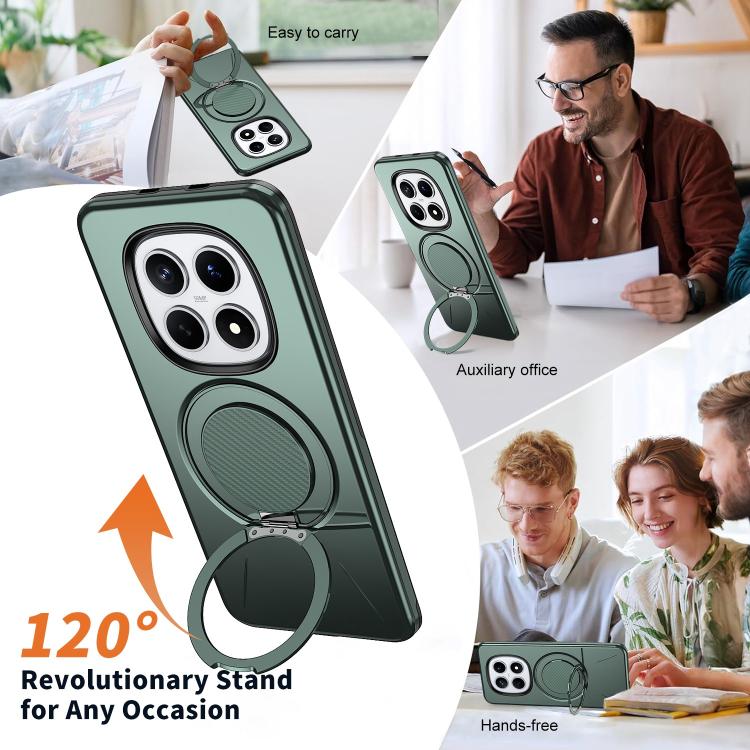 For Redmi Note 15 4G / 5G Global 164mm Metal Rotation Holder MagSafe TPU Hybrid PC Phone Case