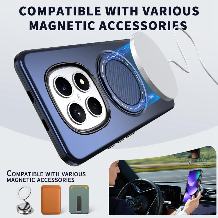 For Redmi Note 15 4G / 5G Global 164mm Metal Rotation Holder MagSafe TPU Hybrid PC Phone Case