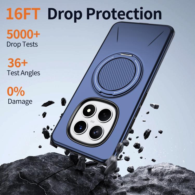 For Redmi Note 15 4G / 5G Global 164mm Metal Rotation Holder MagSafe TPU Hybrid PC Phone Case