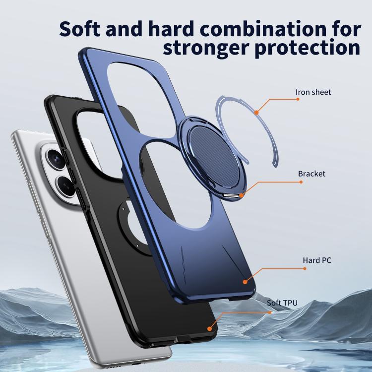 For Redmi Note 15 4G / 5G Global 164mm Metal Rotation Holder MagSafe TPU Hybrid PC Phone Case