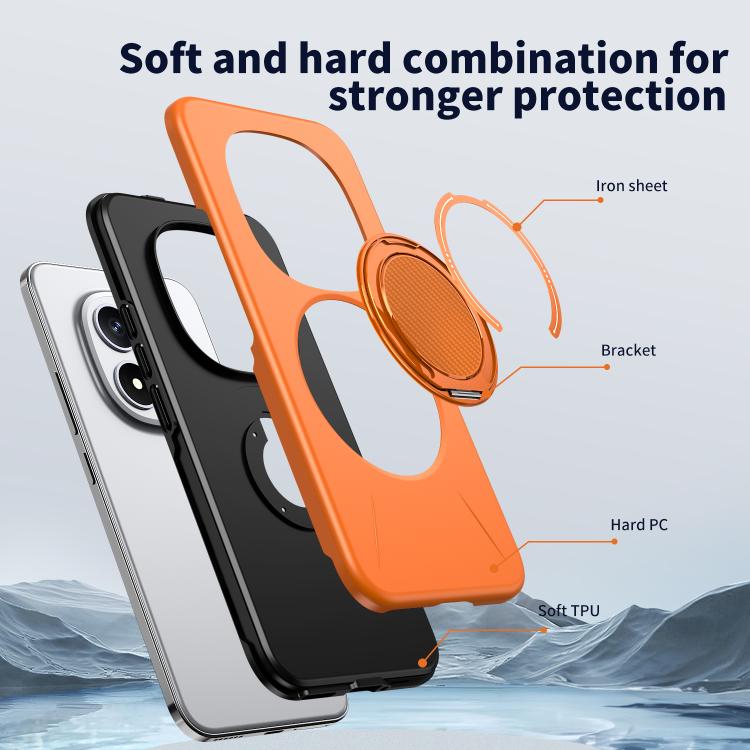 For Redmi Note 15 Pro+ 5G / Poco M8 Pro 5G Metal Rotation Holder MagSafe TPU Hybrid PC Phone Case