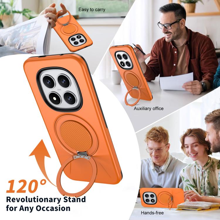 For Redmi Note 15 Pro+ 5G / Poco M8 Pro 5G Metal Rotation Holder MagSafe TPU Hybrid PC Phone Case