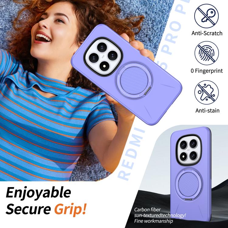 For Redmi Note 15 Pro+ 5G / Poco M8 Pro 5G Metal Rotation Holder MagSafe TPU Hybrid PC Phone Case