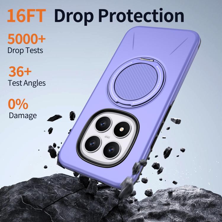 For Redmi Note 15 Pro+ 5G / Poco M8 Pro 5G Metal Rotation Holder MagSafe TPU Hybrid PC Phone Case