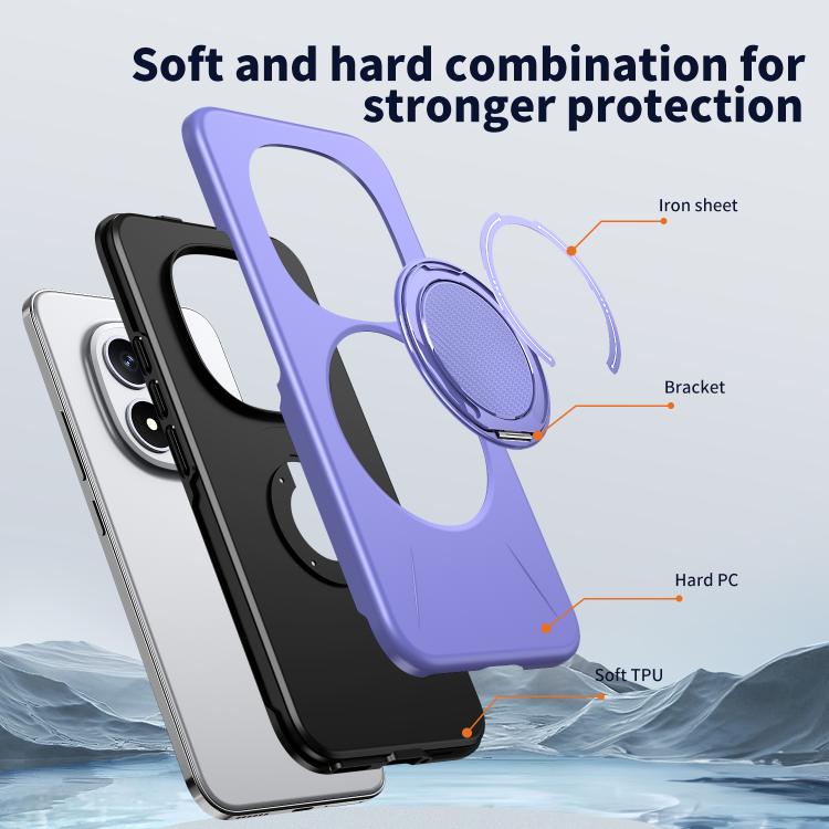 For Redmi Note 15 Pro+ 5G / Poco M8 Pro 5G Metal Rotation Holder MagSafe TPU Hybrid PC Phone Case