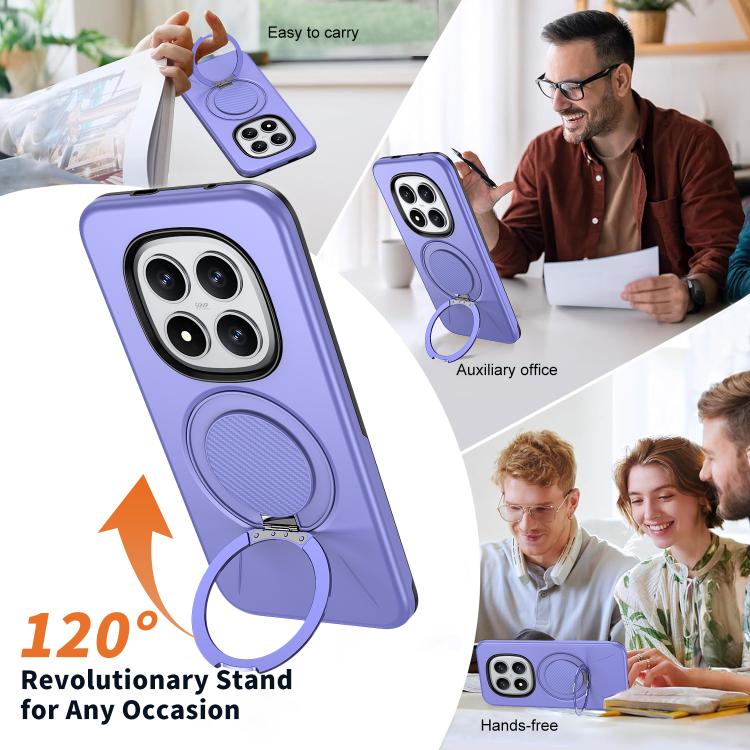 For Redmi Note 15 Pro+ 5G / Poco M8 Pro 5G Metal Rotation Holder MagSafe TPU Hybrid PC Phone Case