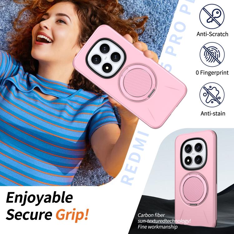 For Redmi Note 15 Pro+ 5G / Poco M8 Pro 5G Metal Rotation Holder MagSafe TPU Hybrid PC Phone Case