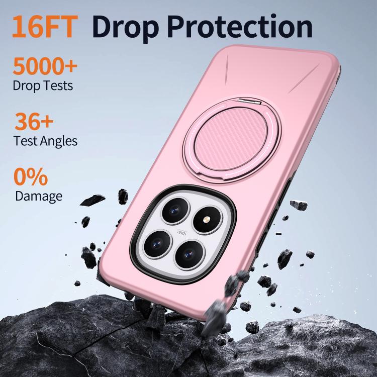 For Redmi Note 15 Pro+ 5G / Poco M8 Pro 5G Metal Rotation Holder MagSafe TPU Hybrid PC Phone Case
