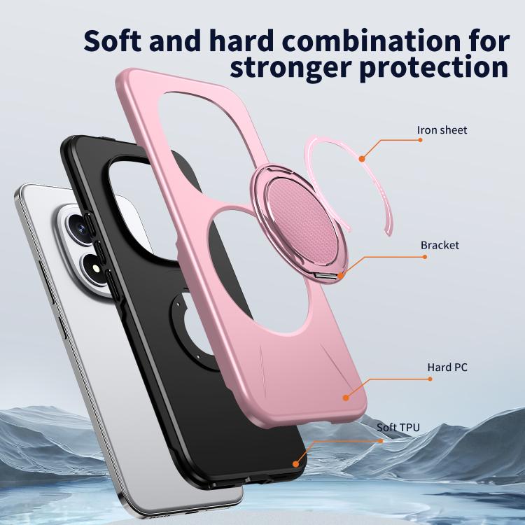 For Redmi Note 15 Pro+ 5G / Poco M8 Pro 5G Metal Rotation Holder MagSafe TPU Hybrid PC Phone Case