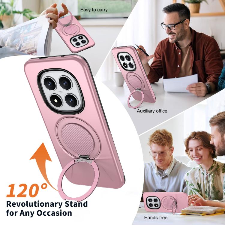For Redmi Note 15 Pro+ 5G / Poco M8 Pro 5G Metal Rotation Holder MagSafe TPU Hybrid PC Phone Case