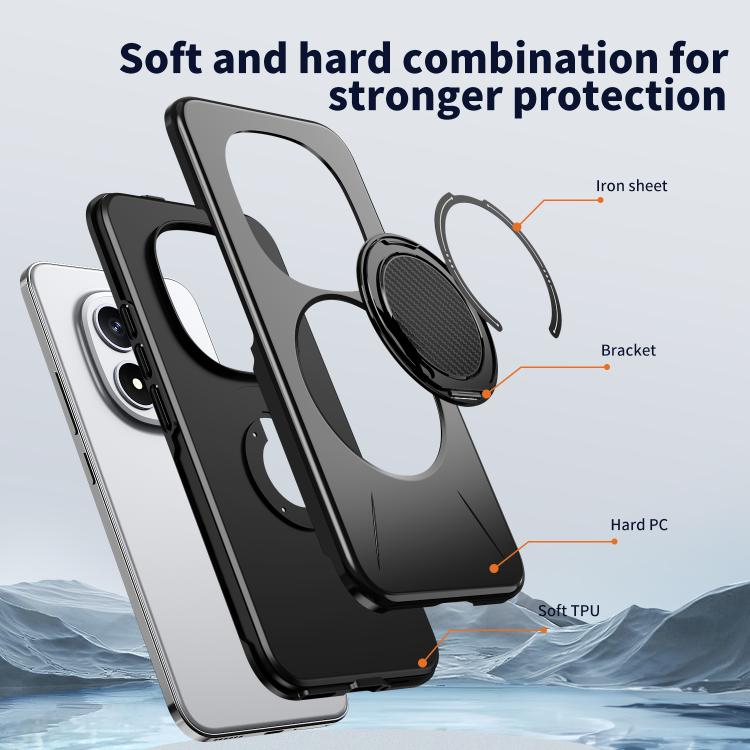 For Redmi Note 15 Pro+ 5G / Poco M8 Pro 5G Metal Rotation Holder MagSafe TPU Hybrid PC Phone Case
