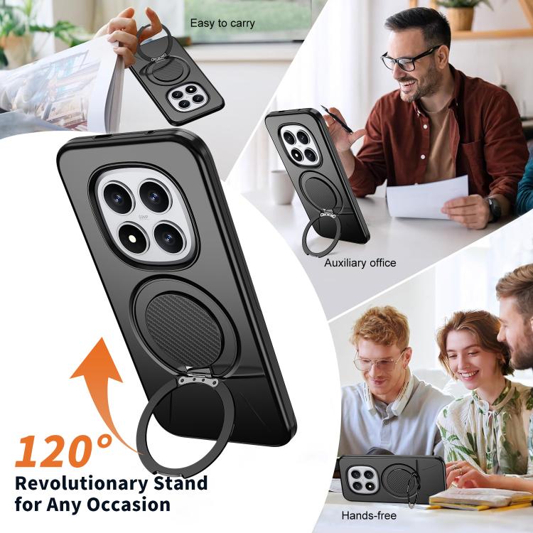 For Redmi Note 15 Pro+ 5G / Poco M8 Pro 5G Metal Rotation Holder MagSafe TPU Hybrid PC Phone Case