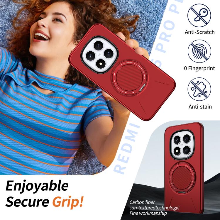 For Redmi Note 15 Pro+ 5G / Poco M8 Pro 5G Metal Rotation Holder MagSafe TPU Hybrid PC Phone Case
