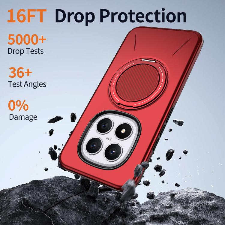 For Redmi Note 15 Pro+ 5G / Poco M8 Pro 5G Metal Rotation Holder MagSafe TPU Hybrid PC Phone Case